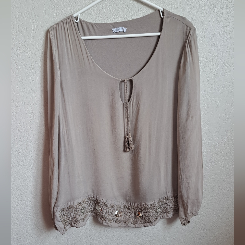 Silk Viscose Blend Longsleeve Blouse